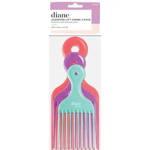 Diane Assorted Plastic Lifts Combs 3 Pack