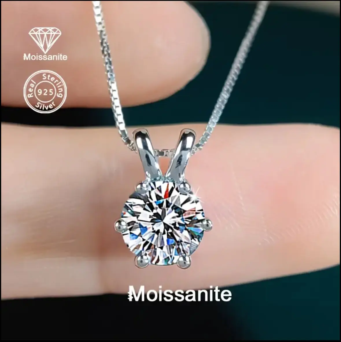 925 silver 1 carat moissanite pendant necklace fashionable and elegant multifunctional women's birthday gift