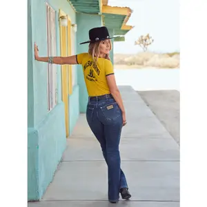 Wrangler X Women's Lainey Wilson Farms Nugget Gold Slim Ringer Tee Shirt 112360624