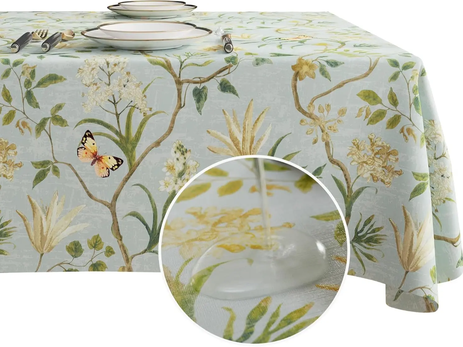 Rectangle Table Cloth,100% Waterproof Tablecloth Oil Proof Spill Proof Vinyl Table Cloth, Wipe Clean Plastic Table Cover for Dining, Camping, Indoor and Outdoor 52" x 70",Leaves