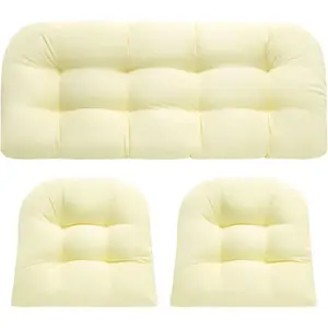 Collection 3 Pieces Rattan Cushions Replacement Cushion Set for Outdoor Furniture Patio Sofa Garden chair - Water Resistant, Lightweight and Durable (Beige)