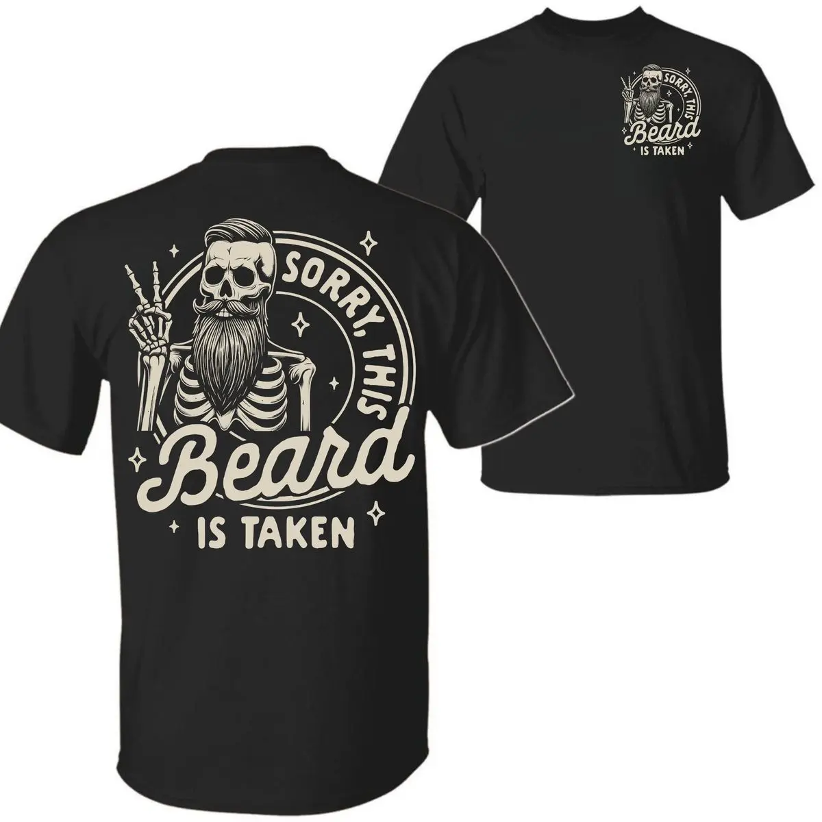 "Sorry This Beard Is Taken" Shirt, Funny Dad Quote Skull Graphic Tee For Men, Gift For Husband Dad, Tropical Design, Casual Gym Wear