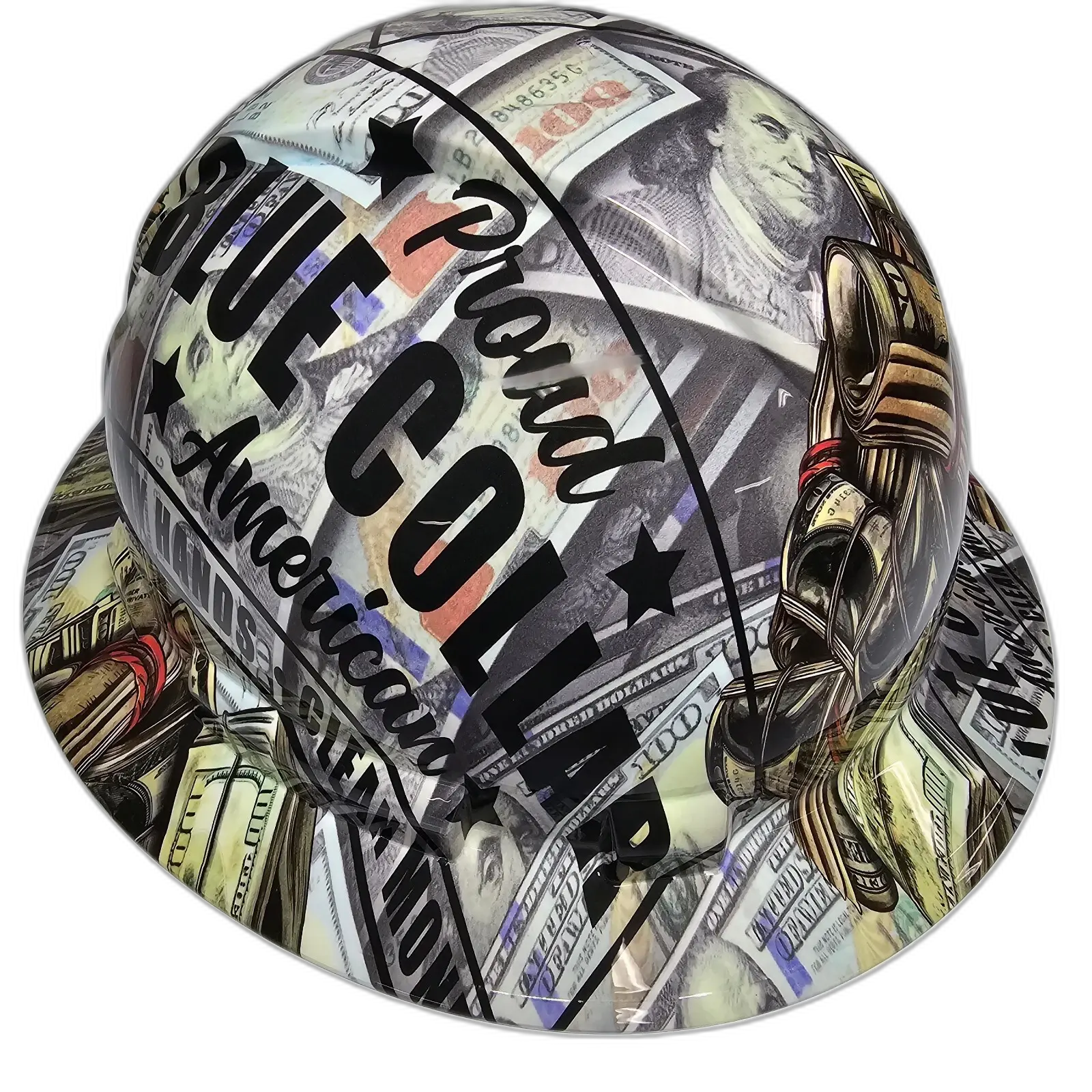 Blue Collar Proud American - Custom Hydro Dipped Full Brim Hard Hat