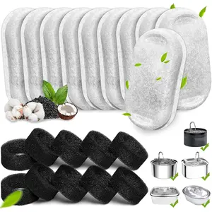 Cat Water Fountain Filters, 20Pack Cat Fountain Replacement Filters for Stainless Steel 108oz/3.2L& 67oz/2L adjustable Water Flow Pet Water Fountain,Dog Water Fountain Filters（10 Filters& 10 Sponges)