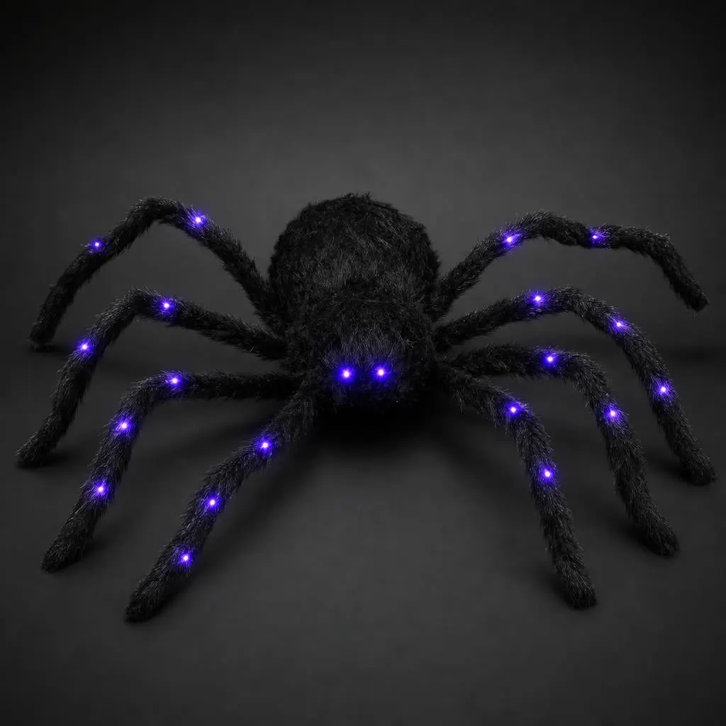 Giant Light-Up Spider — Purple LED Legs, Indoor & Outdoor (47 in)