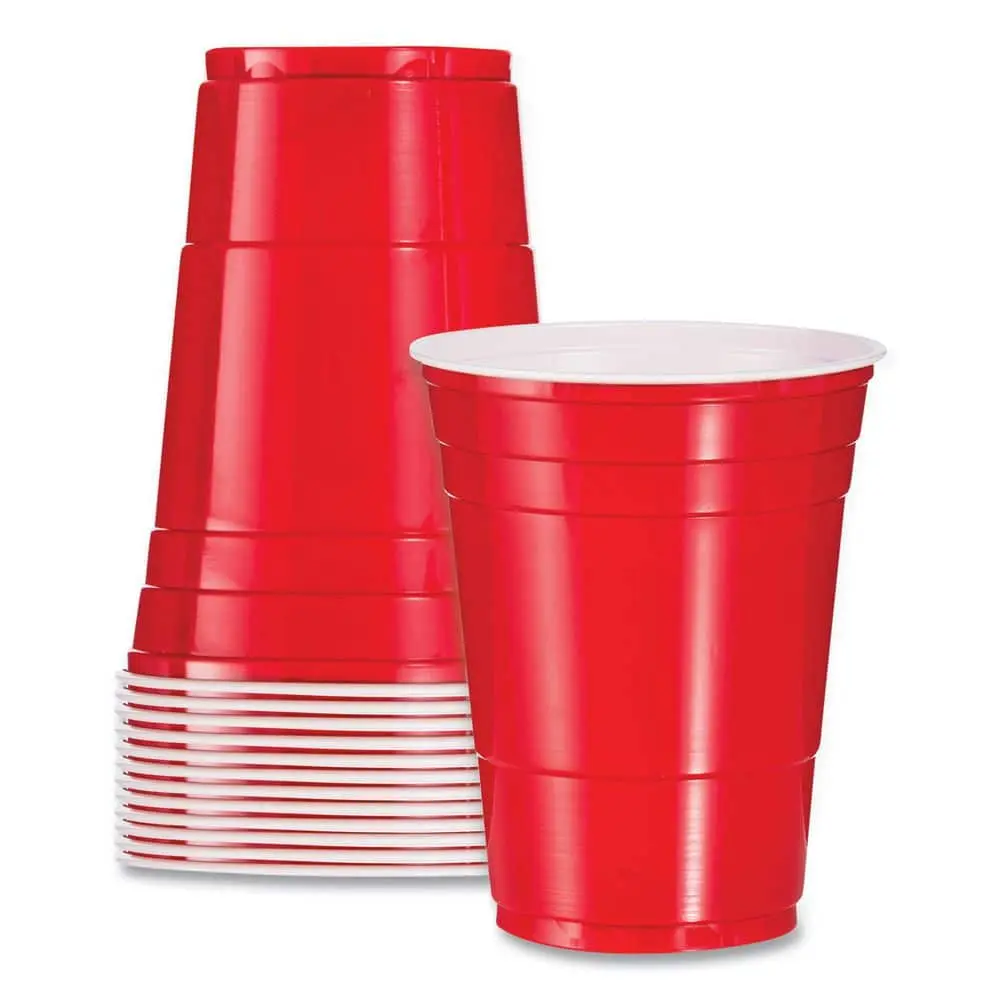 16oz Disposable Plastic Cups, 50-Pack Red Cups for Parties, Cold Drinks, Party