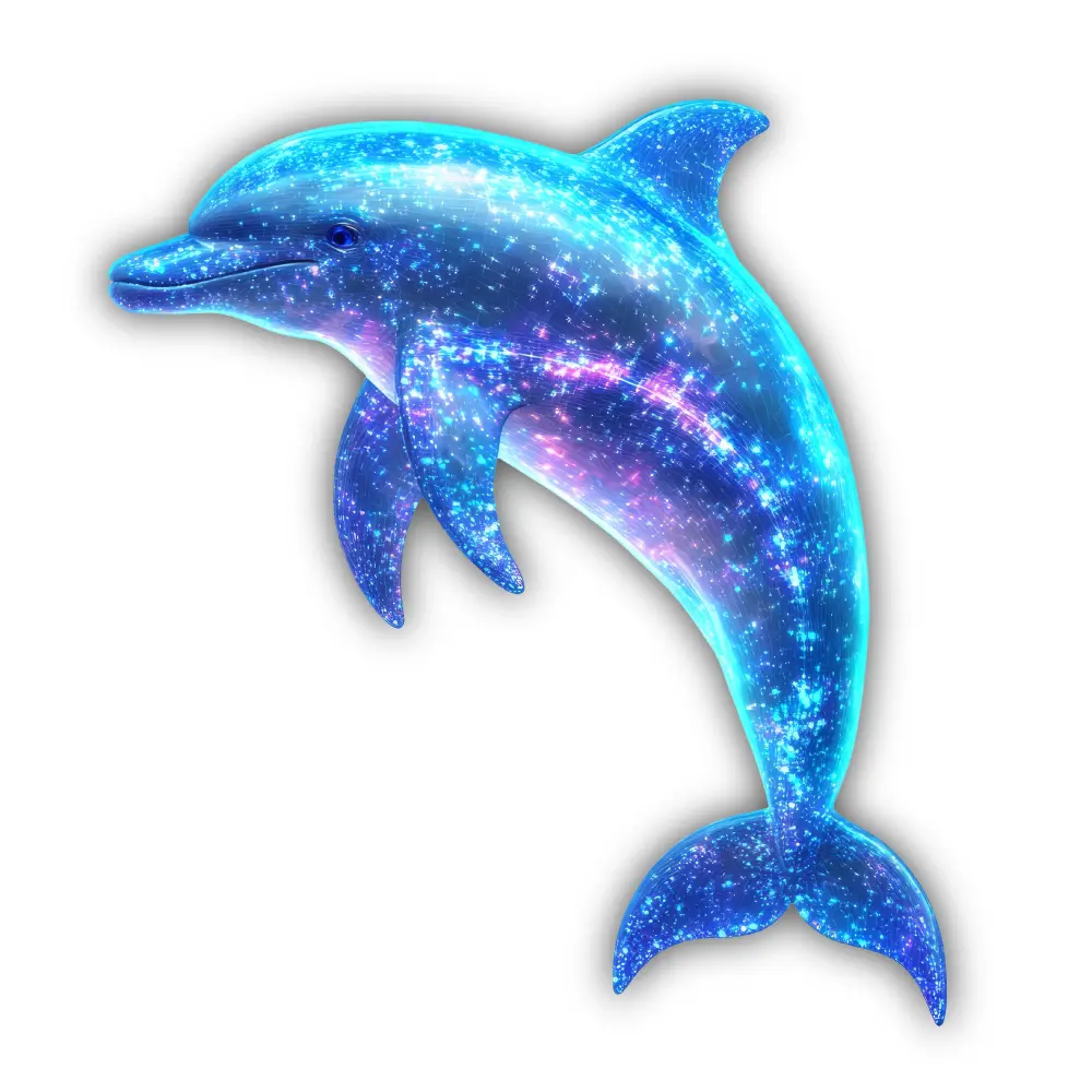 Starry Night Dolphin Art Design Cut To Shape Vinyl Sticker (Automotive) (Ocean) (Nature) (Water Bottle) (Space)