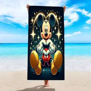 Gold Mickey Heart Beach Towel, Large Size, Quick Dry, Super Absorbent, Soft Skin-Friendly, Essential for Beach, Pool, Camping, Travel