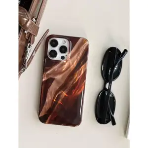 Vintage black and brown tortoiseshell foil texture mobile phone cases for both men and women, suitable for iPhone 16, 15, 14, 13, 12, 11 and their Pro, Max and Plus versions. Shockproof, wear-resistant, fits the phone body well, and provides a lightweight