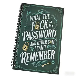 Green Password Notebook, Funny "What The F*ck Is My Password" Minimalist Secure Password Organizer Journal, Spiral Bound Internet Password Logbook for Home & Office