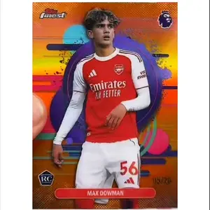Max Dowman Arsenal FC 2025-26 Topps Finest Premier League "Orange Refractor" Parallel Ultra Rare Numbered 05 of 20 Card, NMT-MINT conditions