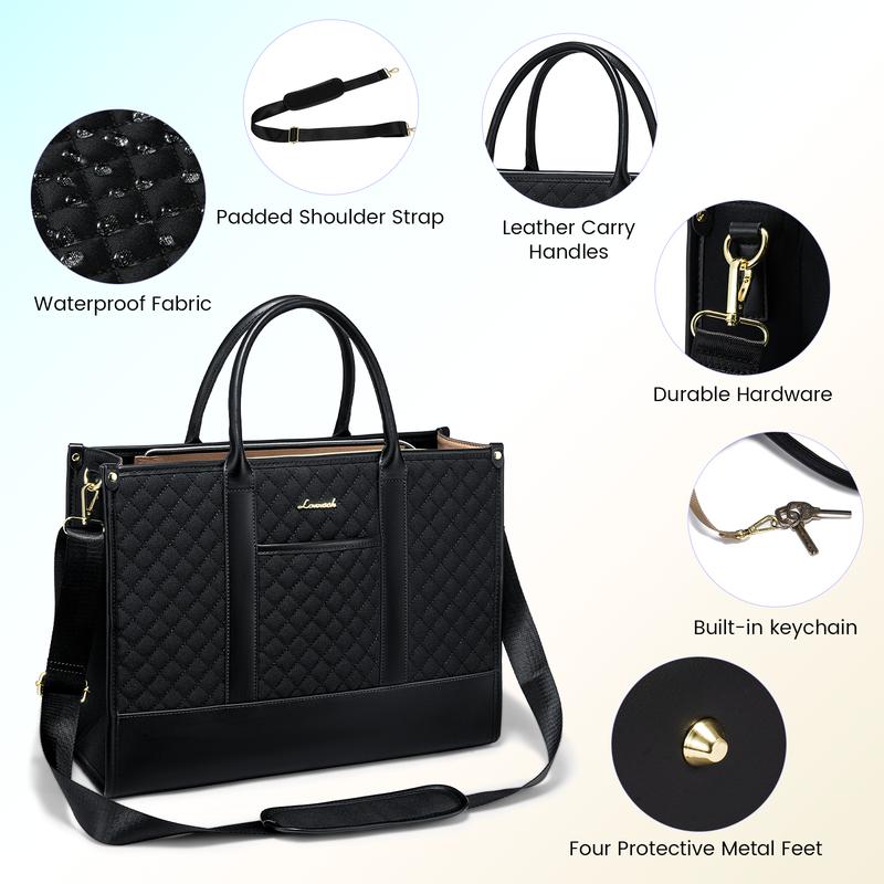 【Valentine's Day Gift】LOVEVOOK Laptop Tote Bags for Women,15.6-17.3 inch Laptop Zipper Work Bags with Clutch Purse,Shoulder Bag with Adjustable Straps & 2 Cup Holders, Women Briefcase for Travel,Teacher,Doctor, Nurse,TikTokShopJumpstartSale