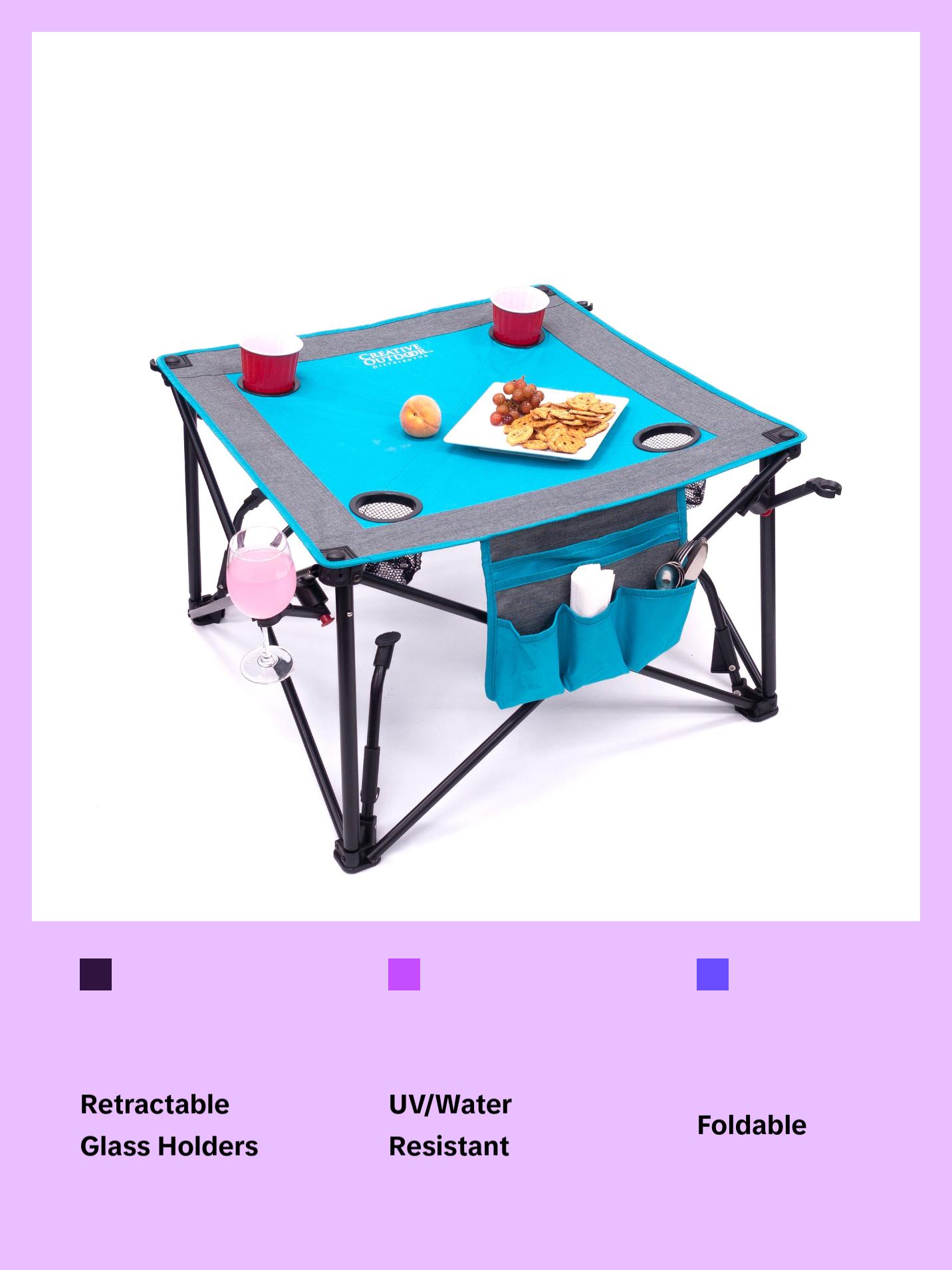 Adjustable Height Folding Wine Table | Teal