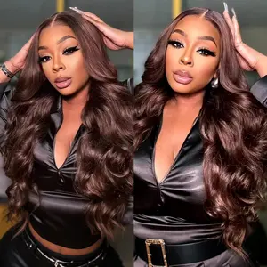 [Soft Glam Waves] Megalook #4 Brown Chocolate 13x6 Glueless Lace Frontal Wig Transparent HD Lace Frontal Wigs Pre-plucked Natural Hairline Put on Go Beginner Friendly Wig #Summervibes