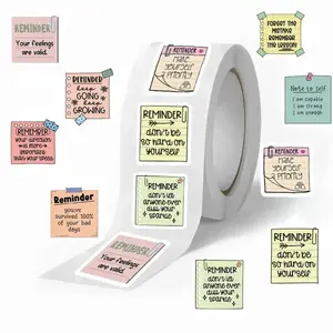 Mental Health Stickers, 500pcs/roll Reminder Decals, Adhesive Decals, Positive Waterproof Psychology Affirmation Stickers, Feelings Mental Health Decor Labels for Adults