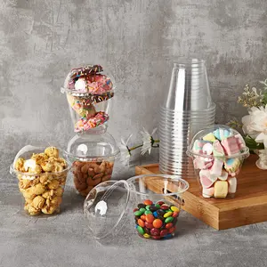 100pc 12oz/16oz/20oz/24oz Parfait Cups with Lids | Plastic Dessert Containers for Ice Cream, Smoothies | Restaurant Supply
