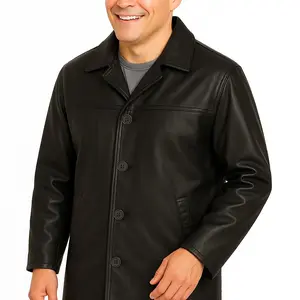 Men Genuine Napa Leather Buttons Closure Jacket Handcrafted