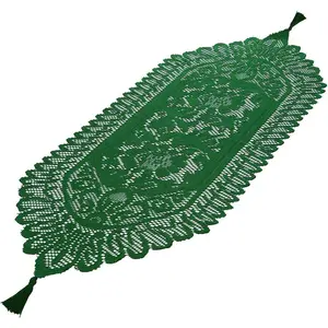 Lace Table Runner for Wedding Party Coffee Table Decor Green, 13 x 35 Inch