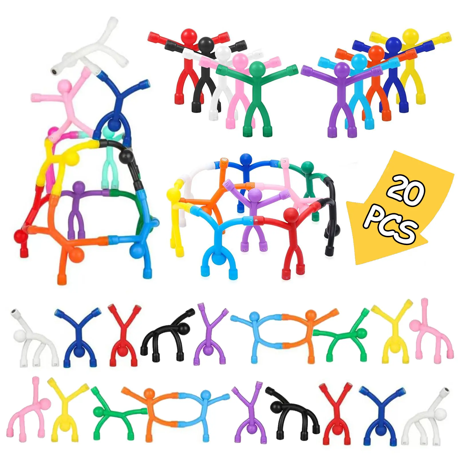 20Pcs Magnet Men, Magnetic Fidget Toys, Fun Magnet Sensory Travel Toys for Kids, BPA-Free Sensory Building Fridge Magnets for Toddler,  Magnetic Men for Airplane Car Road Trip, Travel Essentials, Autism Stress Relief, Birthday Gifts