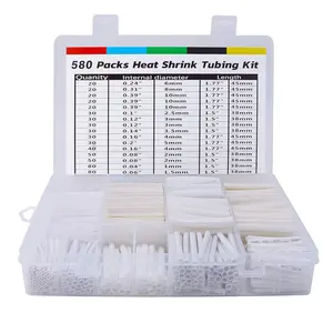 580PCS Durable Heat Shrink Tubing Kit - Ideal for Electric Insulation and Repairs with Convenient Storage Case, White tube