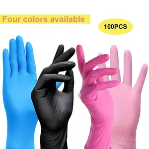 100pcs Mixed Color Disposable Gloves for Household Home Cleaning, Beauty, Hair Dyeing, Art & Crafts, Unisex Hand Protection Tools