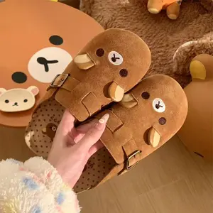 Anime Bottom Rilakkuma Women's Boken Shoes and Semi-Slippers  Cartoon Height Increase  Periphery Cute Retro Rilakkuma Slippers
