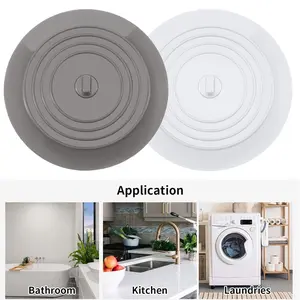 Tub Stopper 2 Pack, 6 Inches Large Silicone Drain Plug, Hair Stopper Flat Suction Cover for Kitchen, Bathroom, and Laundry, Bathtub Drain Stopper
