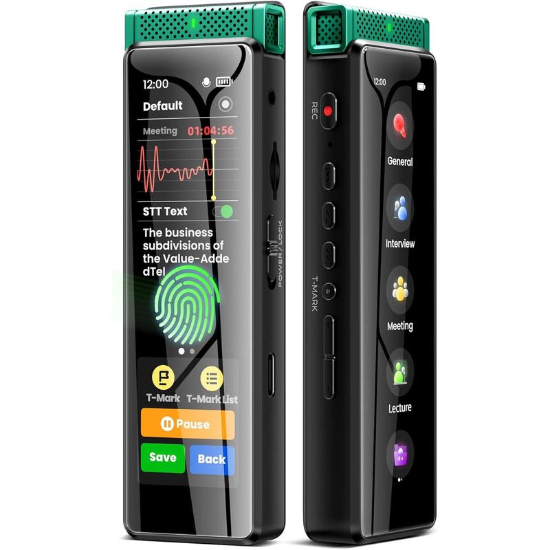 136GB Digital Voice Recorder with Playback,  R1 Full Touchscreen Voice Recorder with AI Intelligent Transcription and , Voice Activated Sound Audio Recorder Device with Mic (Green)