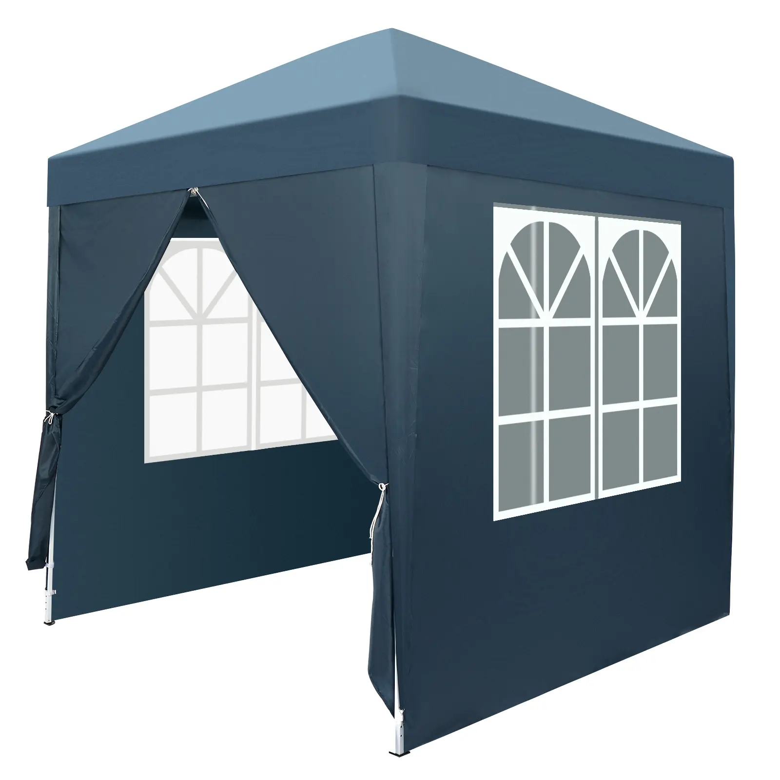 1× Blue Folding Square Canopy Tent (6.5×6.5ft, 21.7 lbs) - Sturdy Steel Frame, 210D Oxford Fabric (Waterproof), Mesh Windows, 2 Doors, Sun Protection, Easy Setup for Camping, Picnic, Small Groups