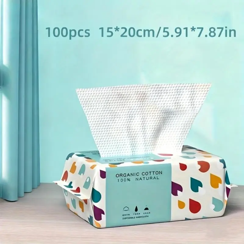100pcs Disposable Face Skin Towels, Soft Cotton Facial Wipes, Thickened Non-Woven Beauty Salon Cleansing Cloths, Easy Pull-Out Design, Facial Cleansing Pads, Face Wash Cloths