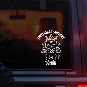 Emotional Support Demon Vinyl Car Decal, Cute Gothic Demon Sticker for Alt Girls, Goth Girls, Emo Kids & Metal Fans, Creepy Cute Dark Aesthetic Car Accessory, Perfect for Laptops, Water Bottles & Windows, Funny Alternative Style Decal
