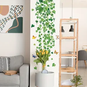 A creative hand-painted vine leaf butterfly spring and summer wall sticker (30*90cm) for decorating and beautifying the background of living rooms and bedrooms (M14652-NL)