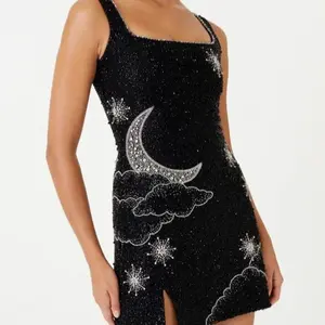 Sling Type 3d Printing Urban Casual Women's Clothing Beach Dress Mid Waist Long Dress Womenswear Black