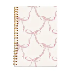 1PC 5.5×8.3in Elegant Bow Spiral Notebook Diary, Includes 100 Pages, Fashion Design Suitable for School & Office Use, Perfect Gift Idea