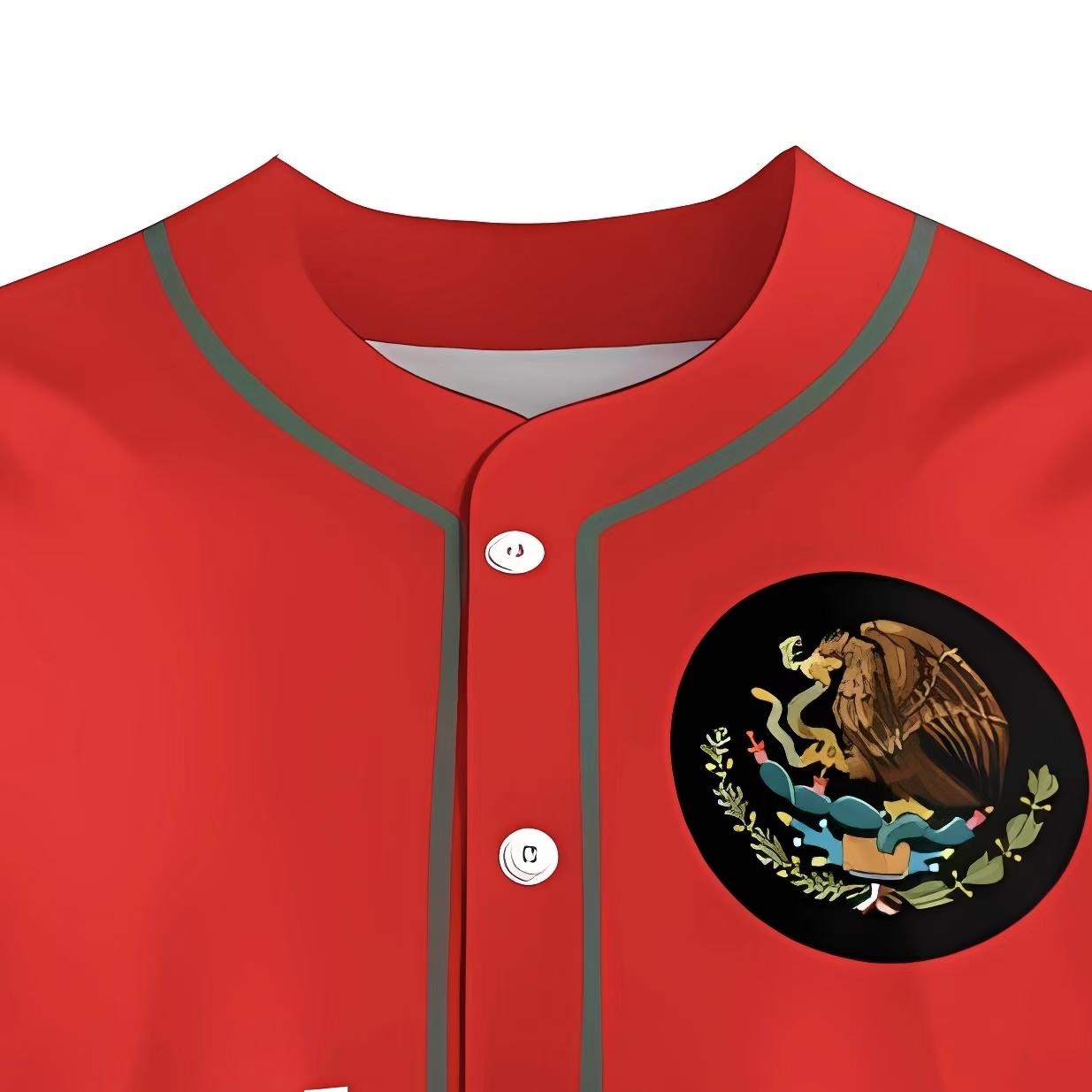 Mexican Heritage Baseball Jersey - Three-Color Limited Edition, featuring an embroidered eagle emblem and classic button-up design for versatile everyday wear