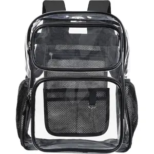 PACKISM Heavy Duty Clear Backpack, Large PVC Transparent School Bookbag, Durable See-Through Daypack with Organized Storage for Students, College, Work, Travel & Security