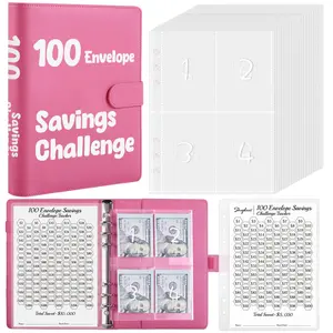 Personal finance organizer, SKYDUE 100 Envelopes Money Saving Challenge Binder, Savings Challenges Book with Cash Envelopes, Budget Binder with Double Side Laminated Tracker, Easy and Fun Way to Save $5050