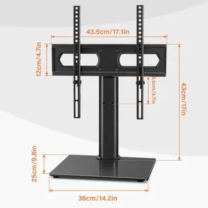 KKTONER Universal TV Stand Table Top TV Stand for 27 to 65 inch Height Adjustable TV Stand Mount with Tempered Glass Base LED tvs Max VEAS 400mm Hold up 77LBs