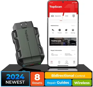 TOPDON Topscan OBD2 Scanner Bluetooth, Wireless OBD2 Code Reader with Active Test, 8 Reset, Car Diagnostic Tool for All System, Vehicle Performance Test for iPhone & Android, All Software 1 Year Free