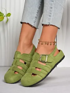 Vintage Hollow Out Slip-On Sandals for Women, Thick Sole Casual Beken Shoes, Summer Outdoor Wear, Cute and Comfortable Design