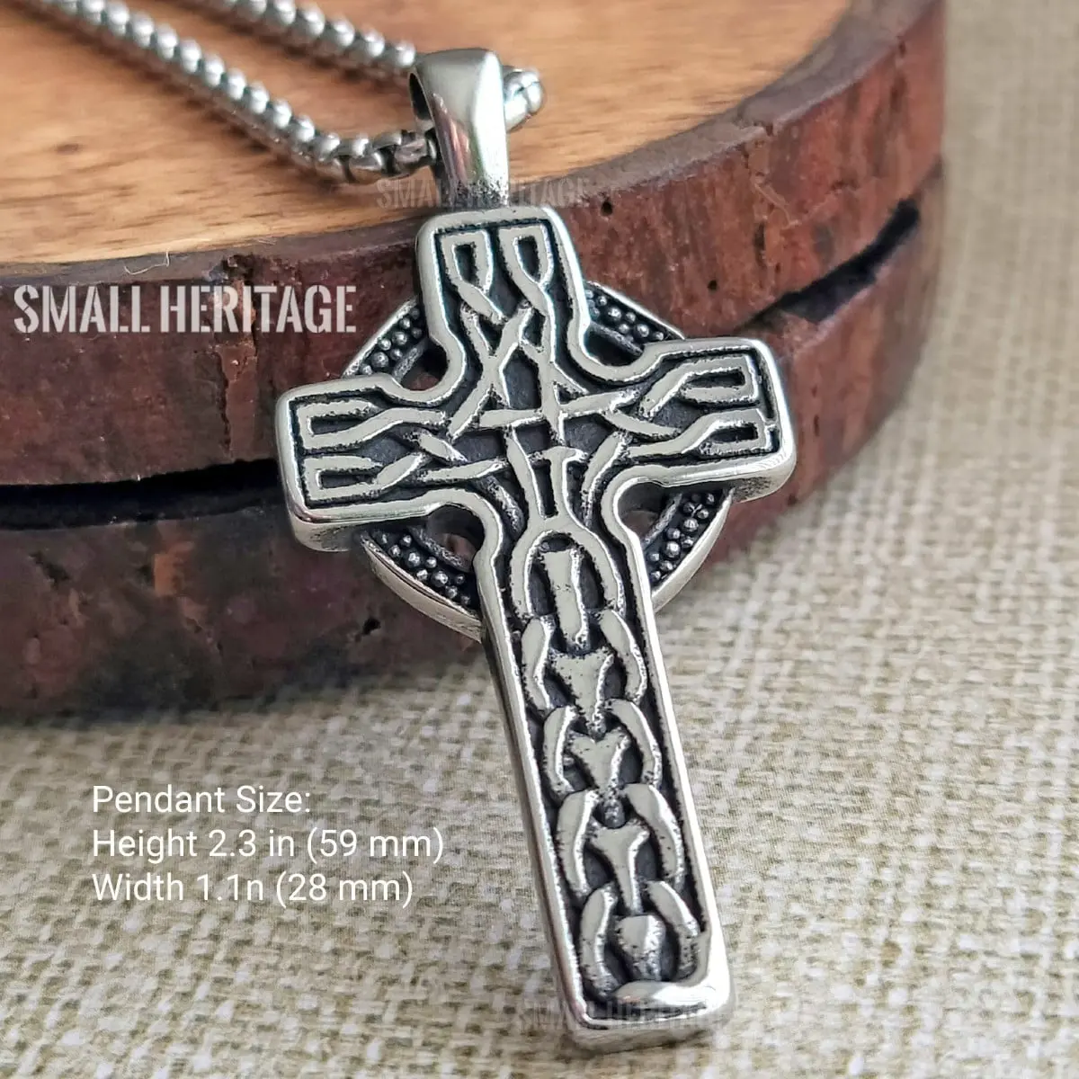 Celtic Cross Necklace Irish Knot Pendant Viking Stainless Steel
