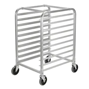 Garvee 10 Tier Aluminum Bun Pan Rack with Lockable Wheels, Mobile Commercial Bread Cooling Rack Trolley for Kitchen Bakery Restaurant,  20"W x 26"D x 39"H Storage Cart