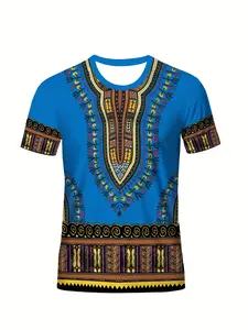 Unisex 3D Digital Print Geometric Fitted Animal Ethnic Short Sleeve T-Shirt, Round Neck Fun Tee, Casual for All Seasons, Men's Clothing, Tops