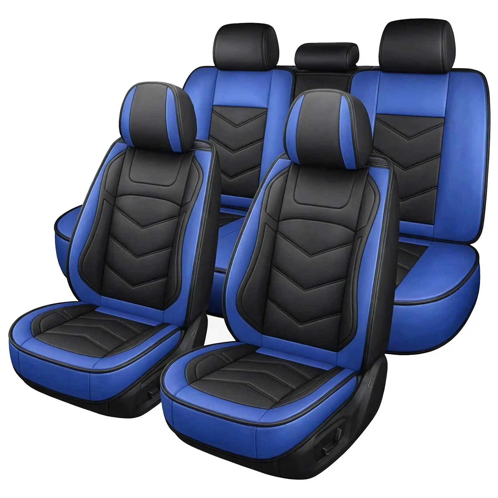 Waterproof PU Leather Car Seat Covers Full Set, Universal Fit for 5 Seats, Wear-Resistant Front Rear Seat Covers Airbag Compatible for Most Sedans, SUVs & Hatchbacks Black Blue Red Beige