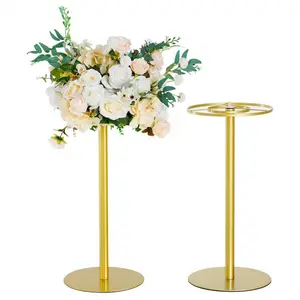 VINCIGANT 15.7 Inch Tall Metal Gold Centerpieces for Tables Flower Stand Vase Wedding Reception Party Event Home Decoration