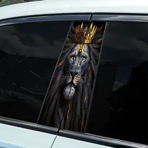 2-Piece Diablo Luxury Gold Crown Black Lion Texture 2-Piece Set - Waterproof, Scratch Resistant, Suitable for All Models - Auto Parts and Holiday Decorations for All Vehicles, Suitable for Laptops, Cars, Universal Car Sticker
