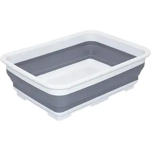 Collapsible Dish Pans  10L (2.6 Gal) Foldable Sink Tub, 14.5'' x 10.5'' x 5", Compact and Space-Saving Multiuse Foldable Basin for Dish Washing, Camping, RV and Vegetable Cleaning