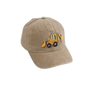 Excavator Baseball Cap for Toddlers, Embroidered Adjustable Children's Baseball Cap, Suitable for Toddler Boys, Gift for Brother, Suitable for Ages 2-8
