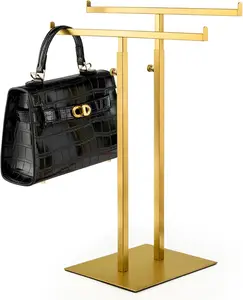 Purse Display Stand  Towers, Double T-Shaped Tabletop Stainless Steel Hook Hanging Adjustable Height Handbag Holder for Organizer Luxury Bags Necklaces Home Store Boutique Retail Closet