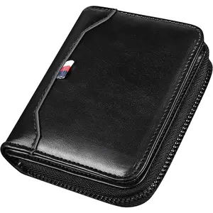 Mens Wallet RFID Blocking Multi Card Holder Wallets for Men Bifold Wallet with Zipper Small Men's Leather Wallet